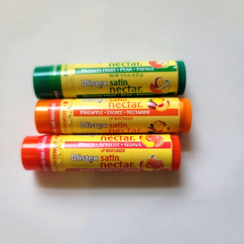Blistex Satin Nectar Lip Moisturizer Chapstick Bundle of 3 Variety